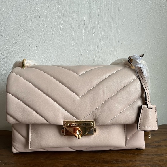 MICHAEL MICHAEL KORS Cece Chevron-Quilted Leather Crossbody- Soft Pink - Picture 1 of 9